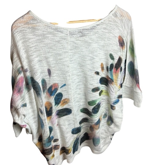 Phil Love White drop shoulder Dolman Sleeve V-Neck Sweater Relaxed Fit - Picture 2 of 5